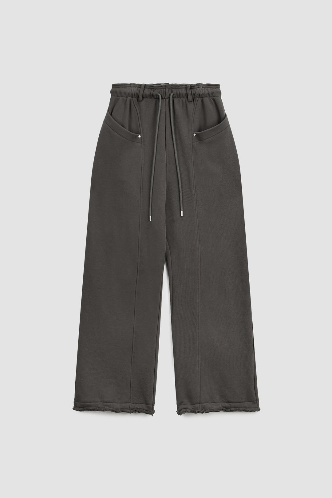 KIMMATIN Pocket Rivet Loose Fit Sweat Pants — Charcoal