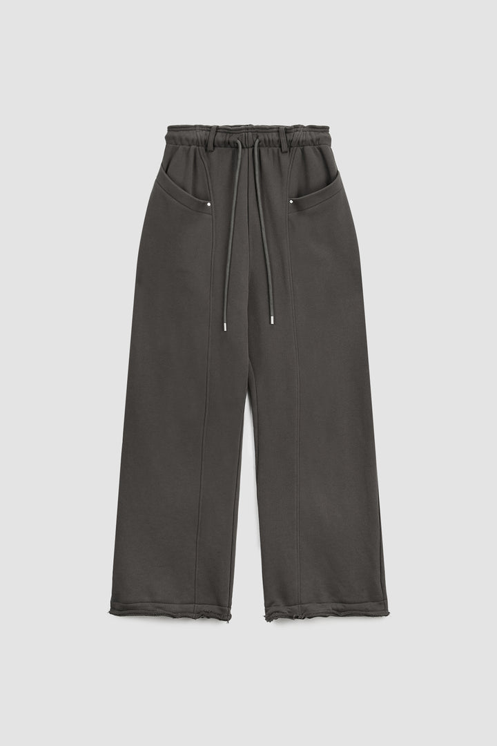 KIMMATIN Pocket Rivet Loose Fit Sweat Pants — Charcoal