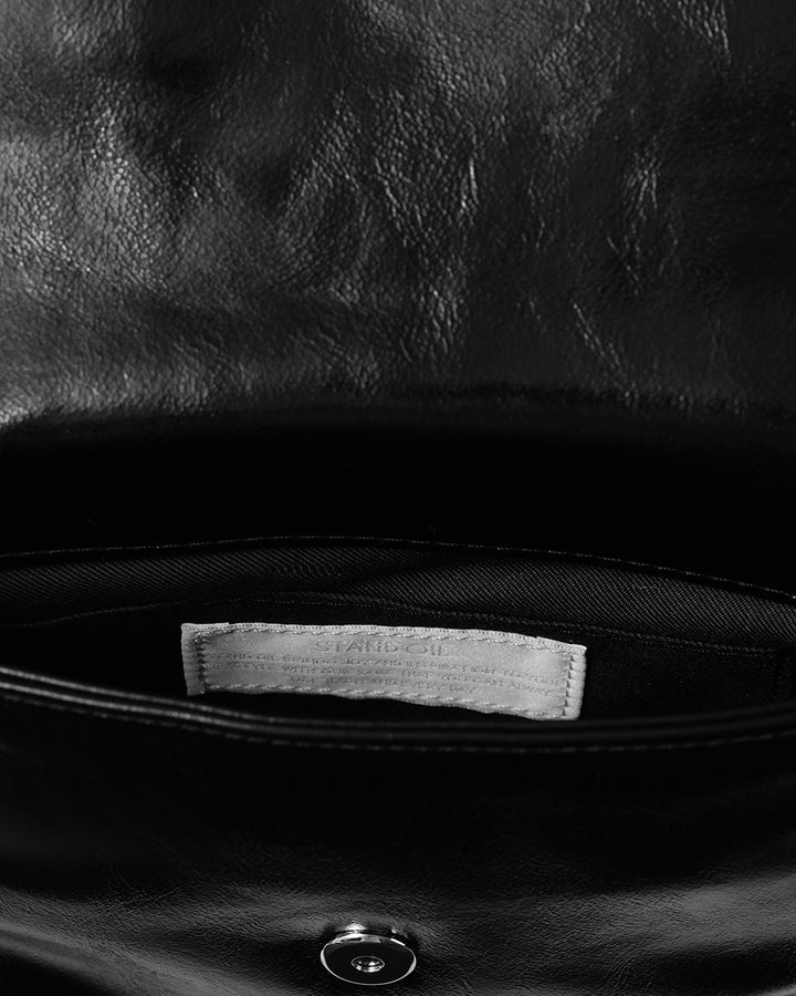 Stand Oil Cookie Bag — Glossy Shoulder Crossbody — Black