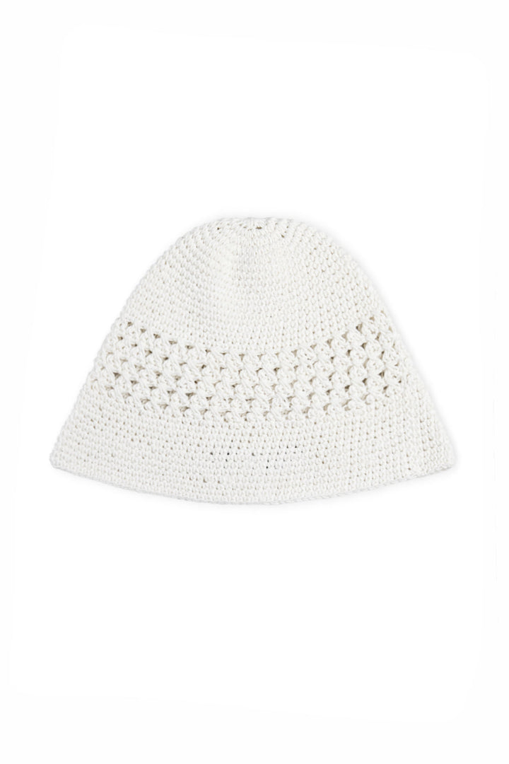 Matin Kim Crochet Cotton Bucket Hat — White
