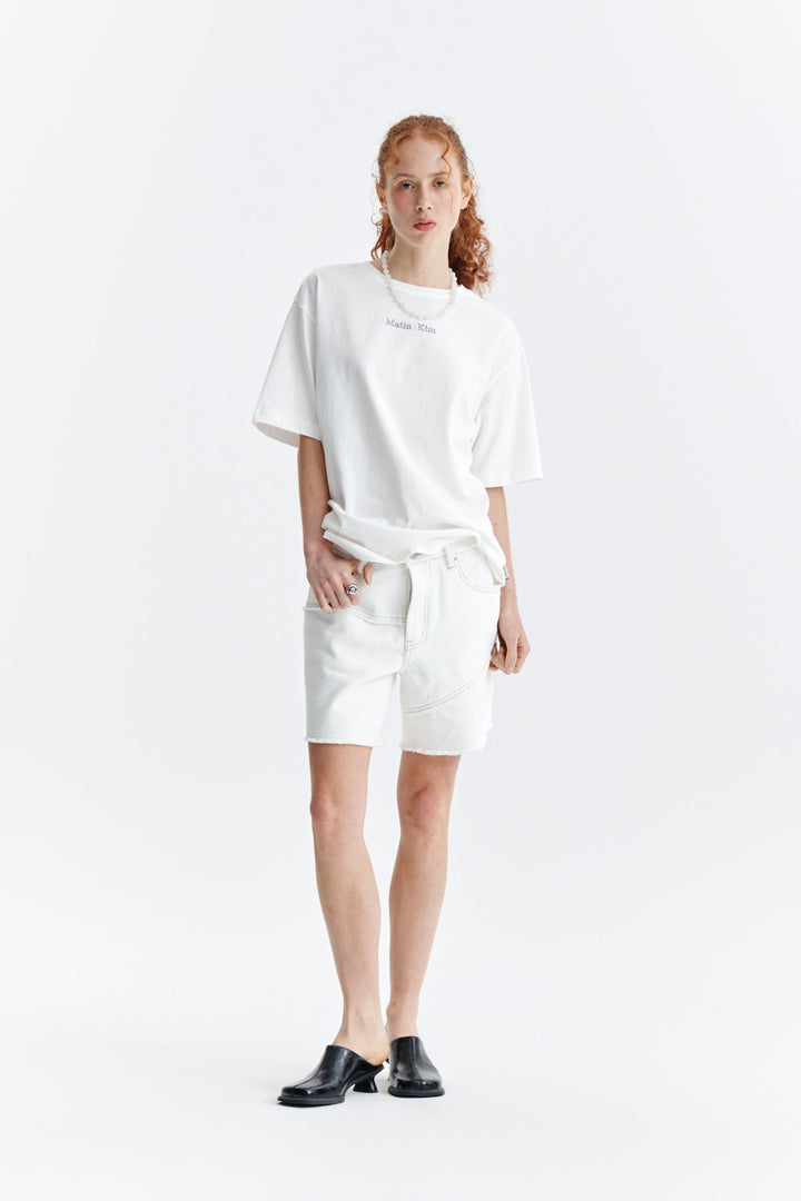 Matin Kim Embroidery Small Logo Oversize Top — White