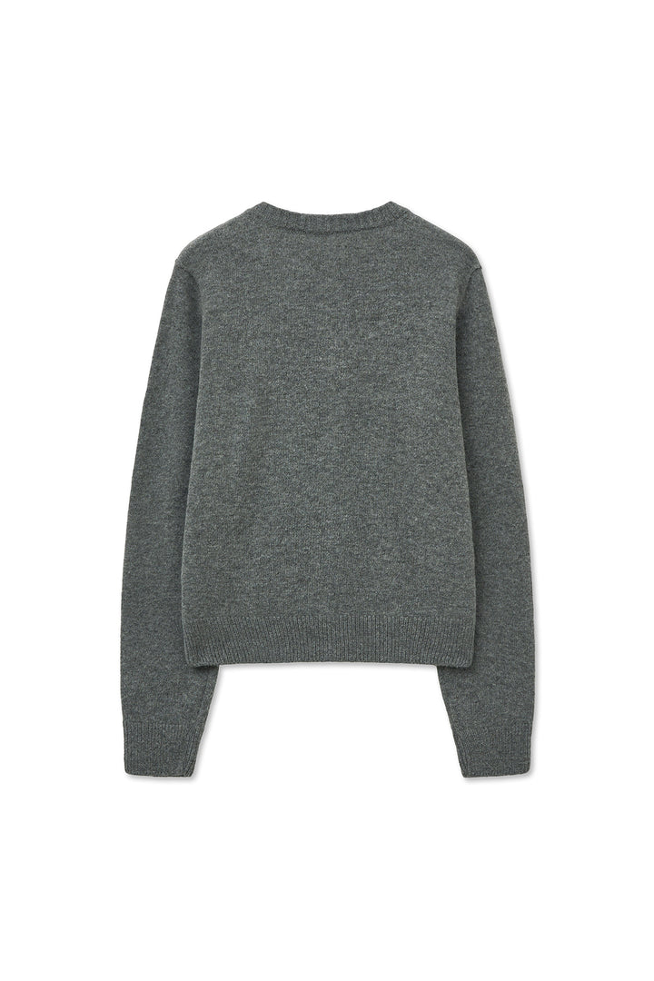 Matin Kim Cashmere Blended Round Knit Cardigan — Gray