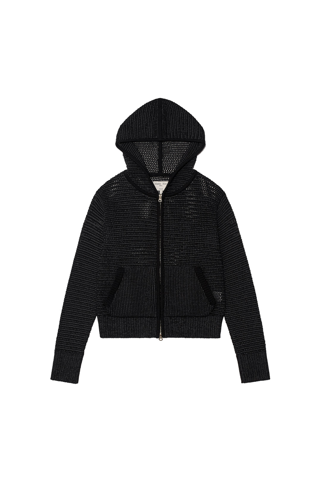 Matin Kim Two Tone Mesh Knit Hoody — Black