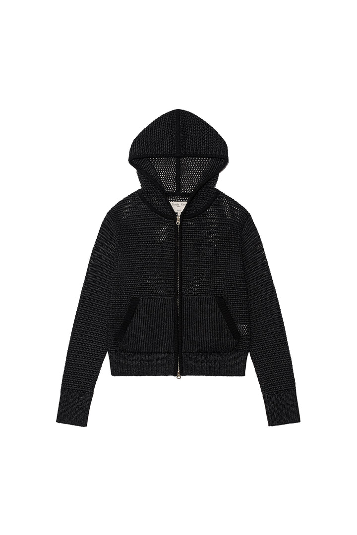 Matin Kim Two Tone Mesh Knit Hoody — Black