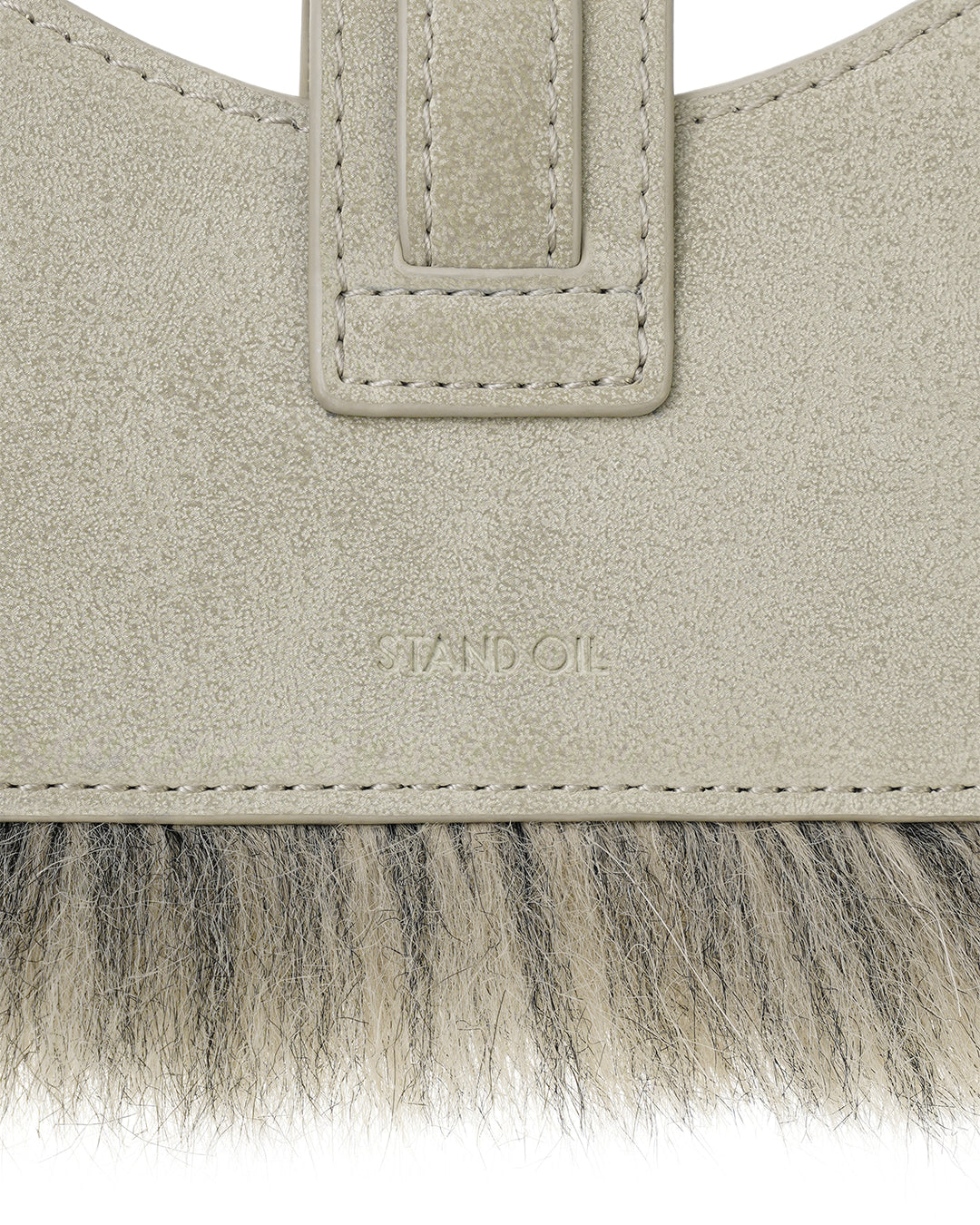 Stand Oil Stud Fur Keyring — Beige