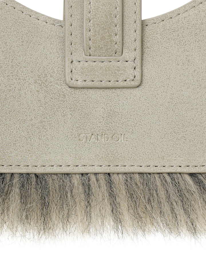 Stand Oil Stud Fur Keyring — Beige