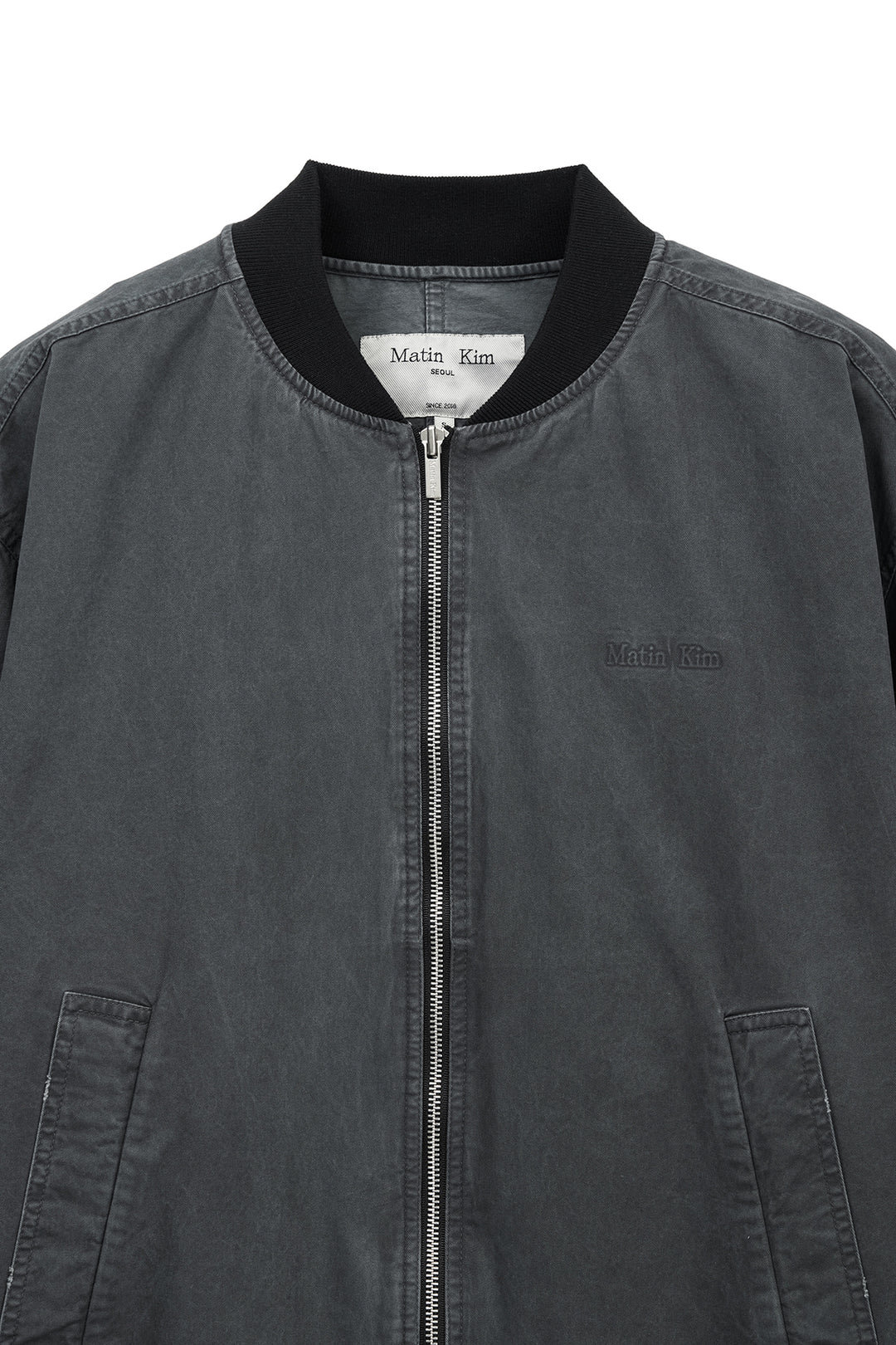 Matin Kim Vintage Washed Back Logo Jumper — Charcoal