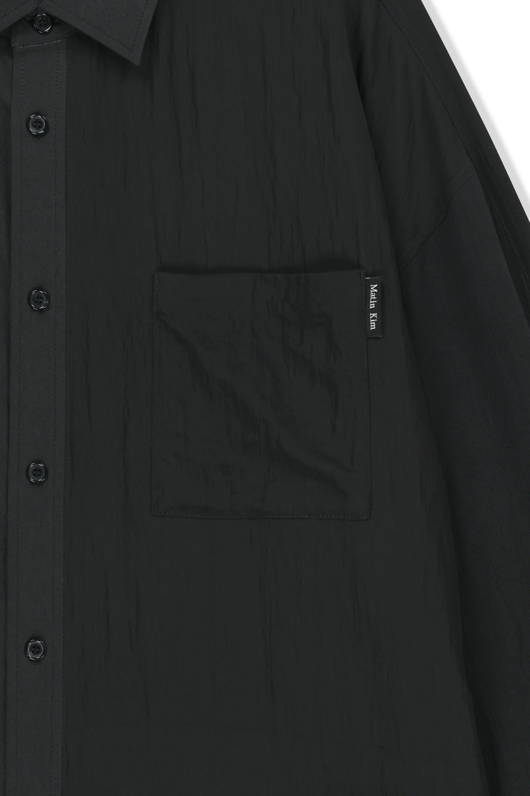 Matin Kim Mixed Panel Over Fit Shirt — Black
