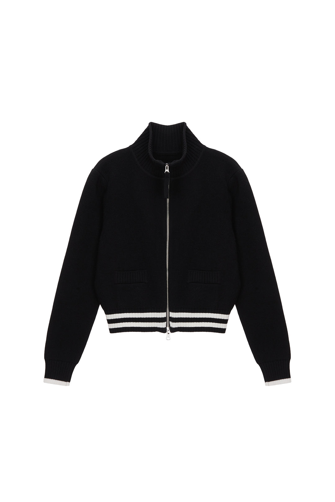 Matin Kim Spell Point Stripe Knit Cardigan — Black
