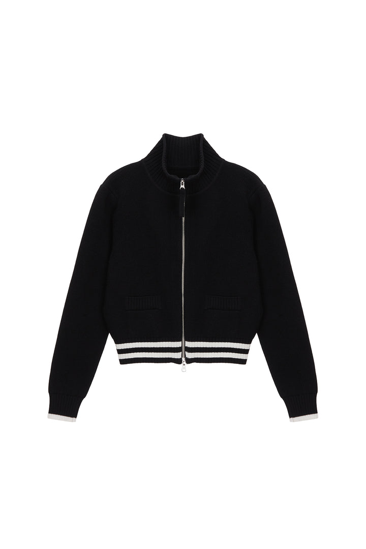 Matin Kim Spell Point Stripe Knit Cardigan — Black