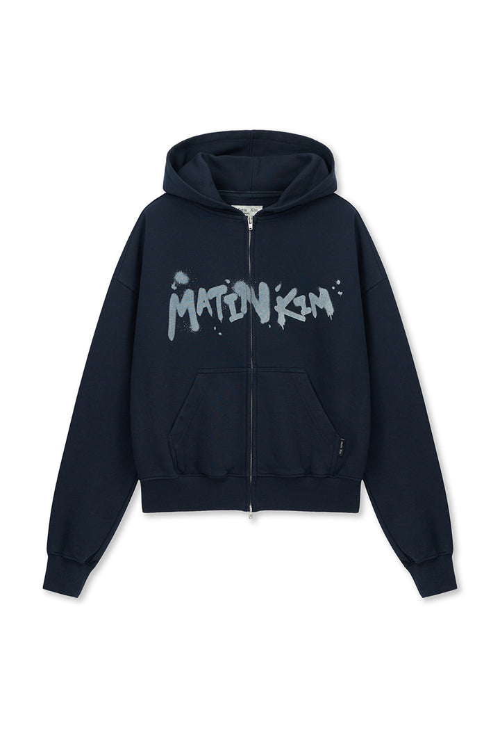 Matin Kim Graffiti Logo Zip Hoodie — Navy blue