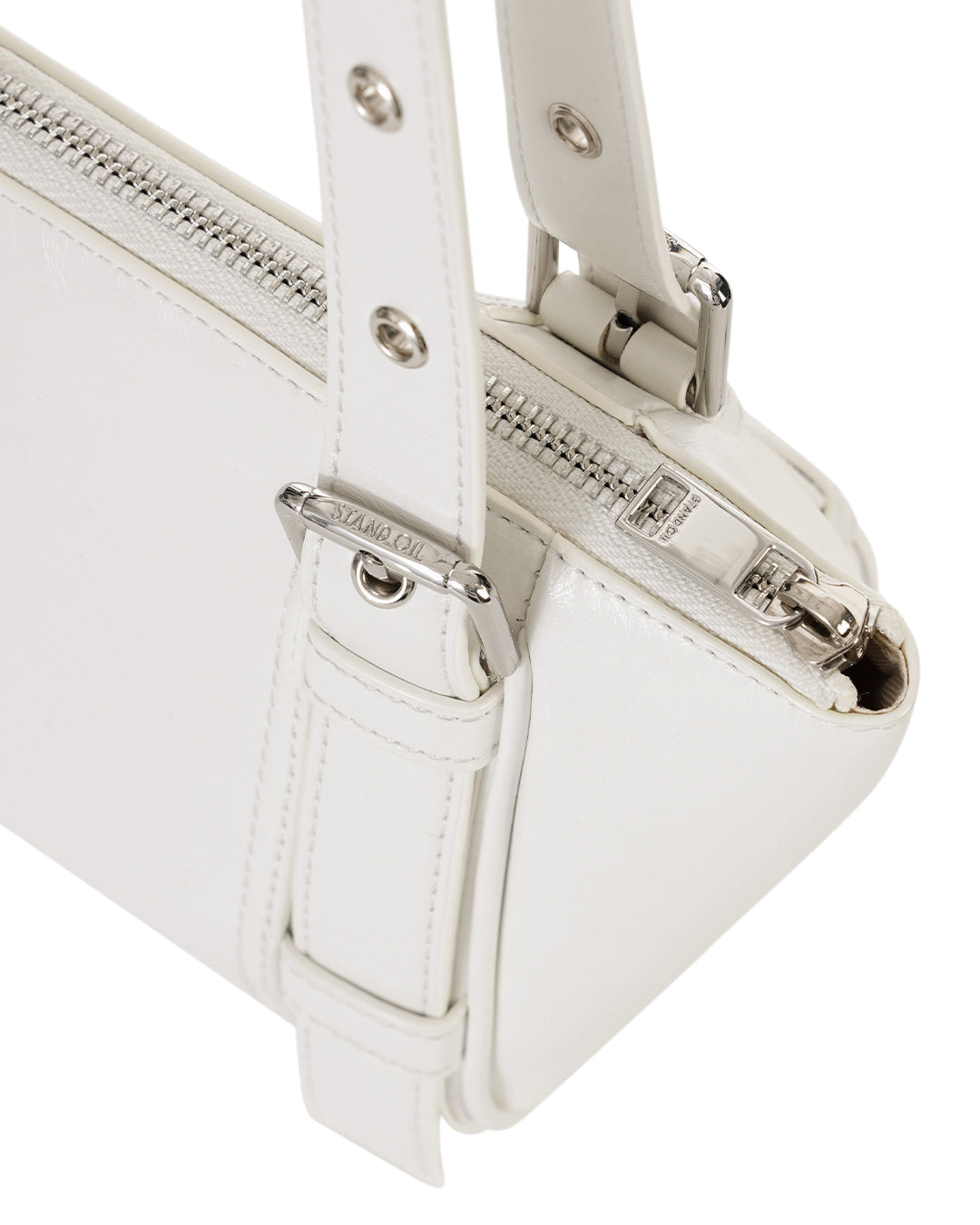 Stand Oil Boat Bag — Glossy Shoulder Crossbody — White