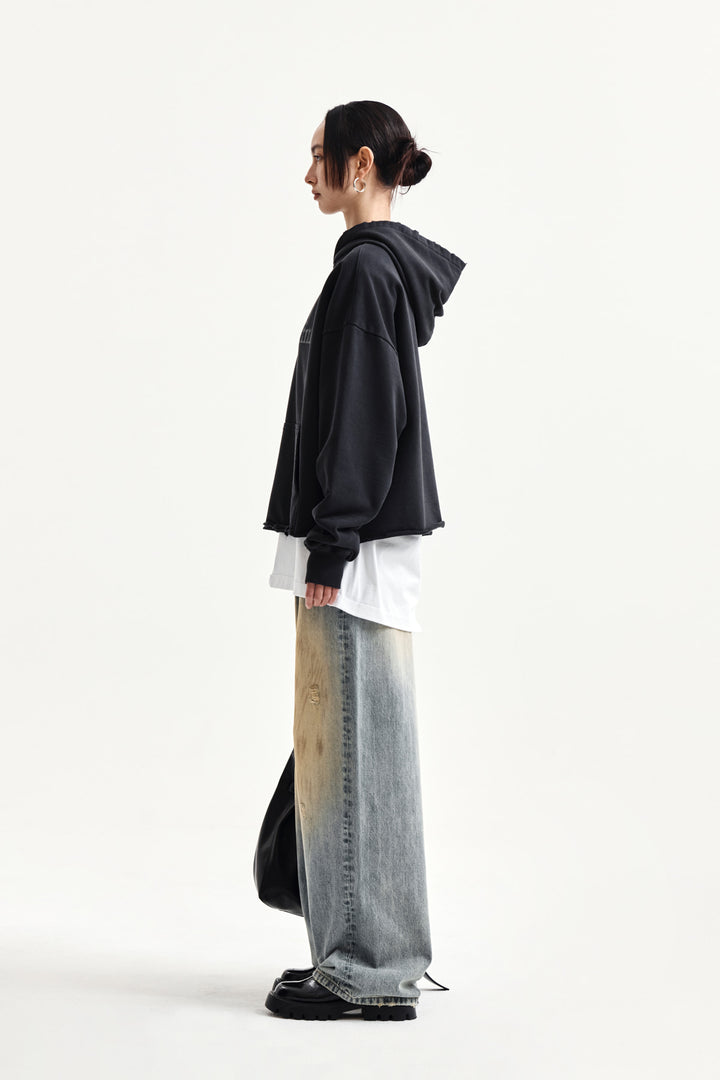 Matin Kim Vintage Dirty Washed Denim Pants — Light Blue