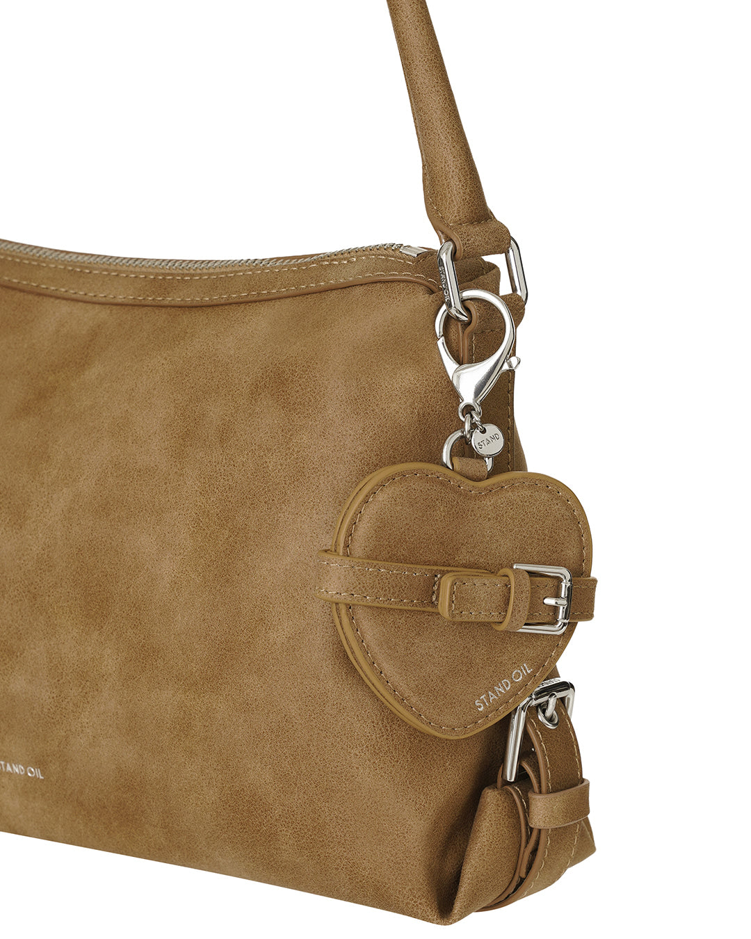 Stand Oil Belted Mirror Keyring — Camel
