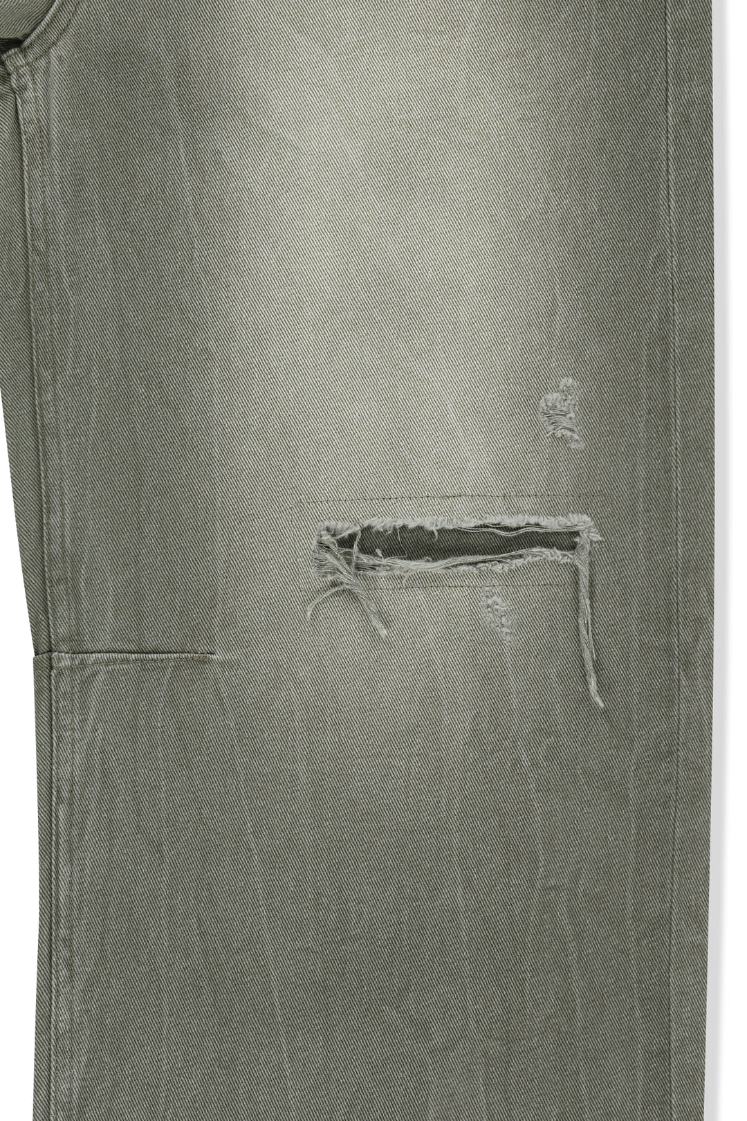 Matin Kim Back Logo Washed Denim Pants — Khaki