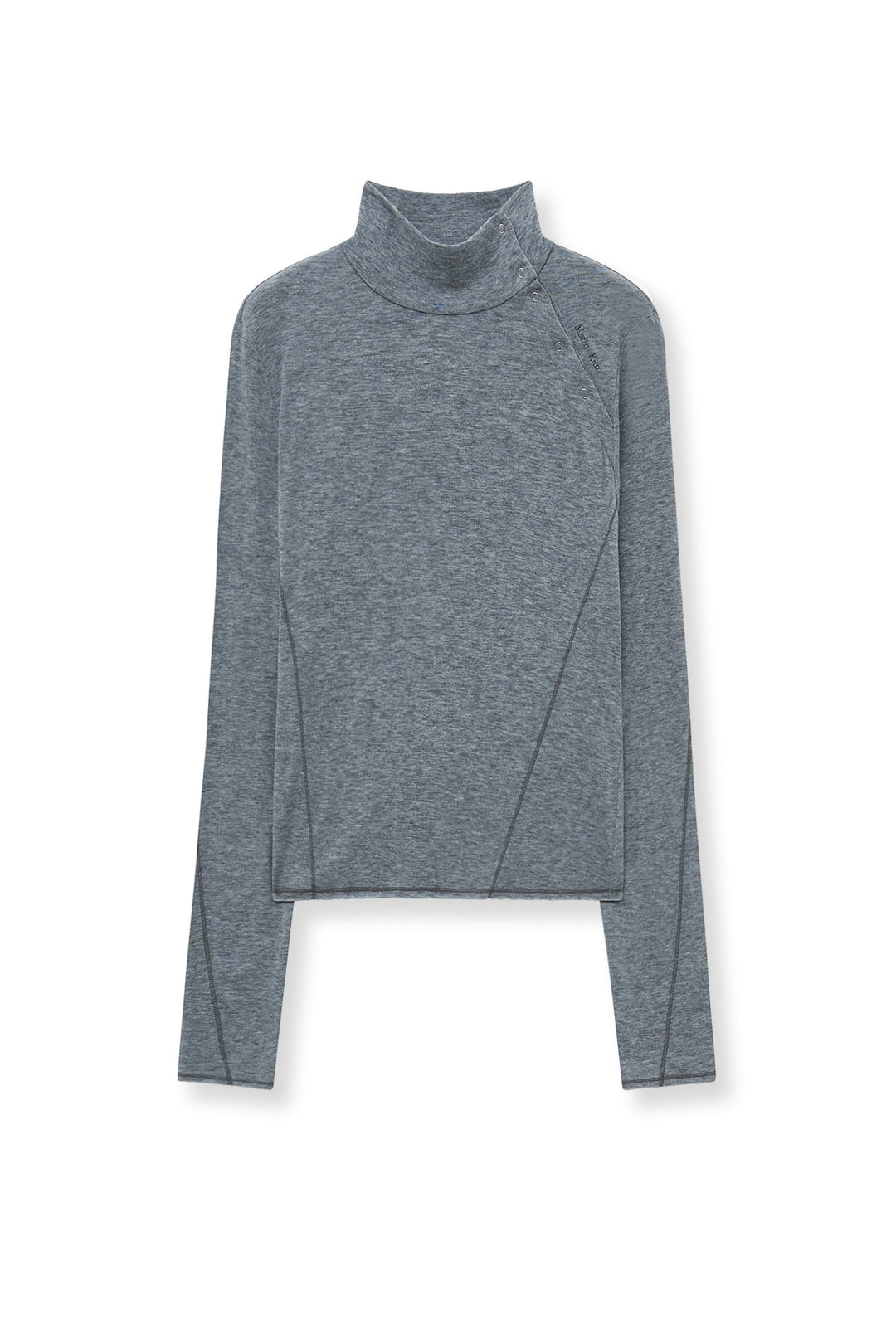 Matin Kim Button Slit Half Neck Top — Gray