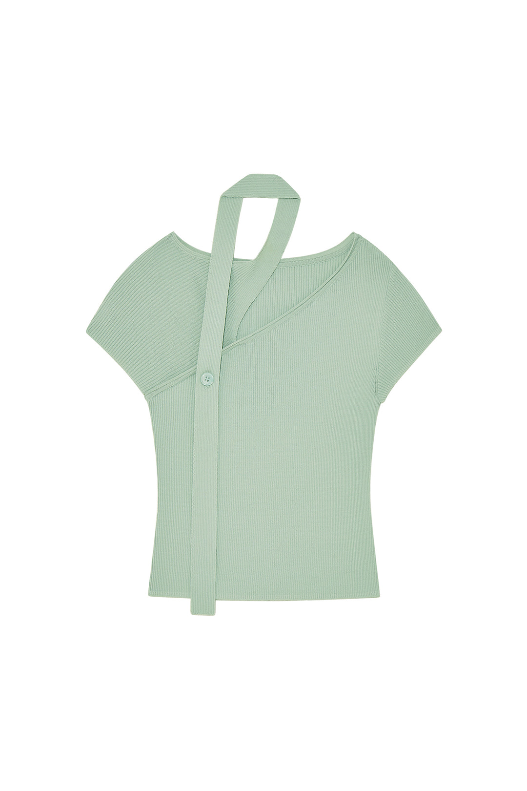 Matin Kim Scarf Point Knit Top — Mint