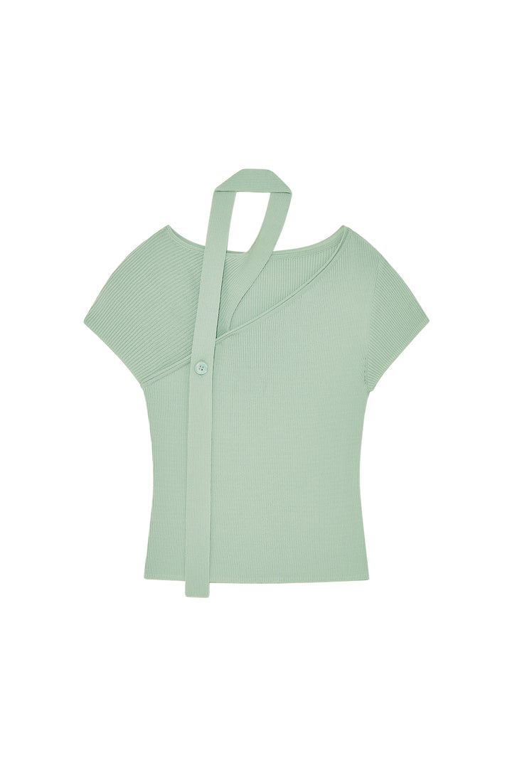 Matin Kim Scarf Point Knit Top — Mint