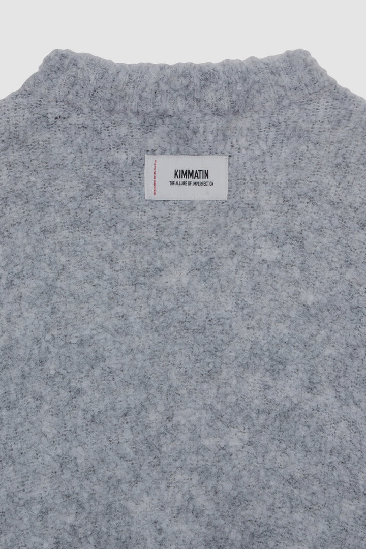 KIMMATIN Volume Neck Boucle Pullover — Gray