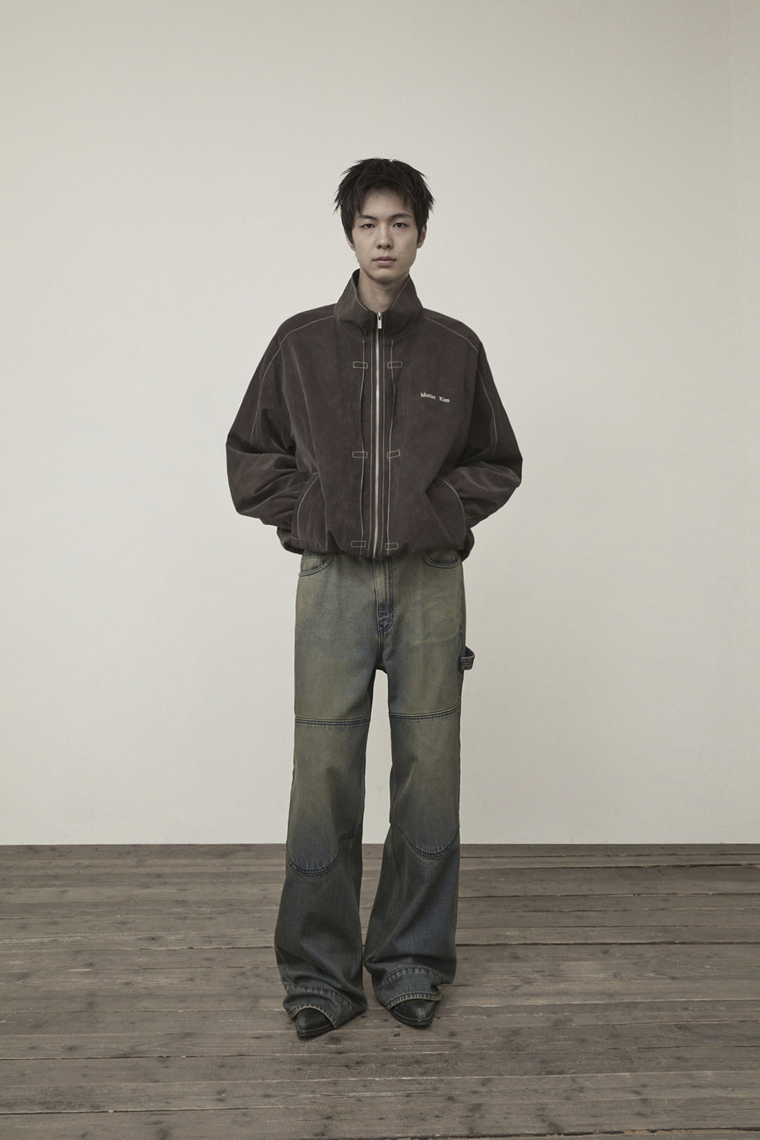 Matin Kim Stitch Point High Neck Jumper — Brown