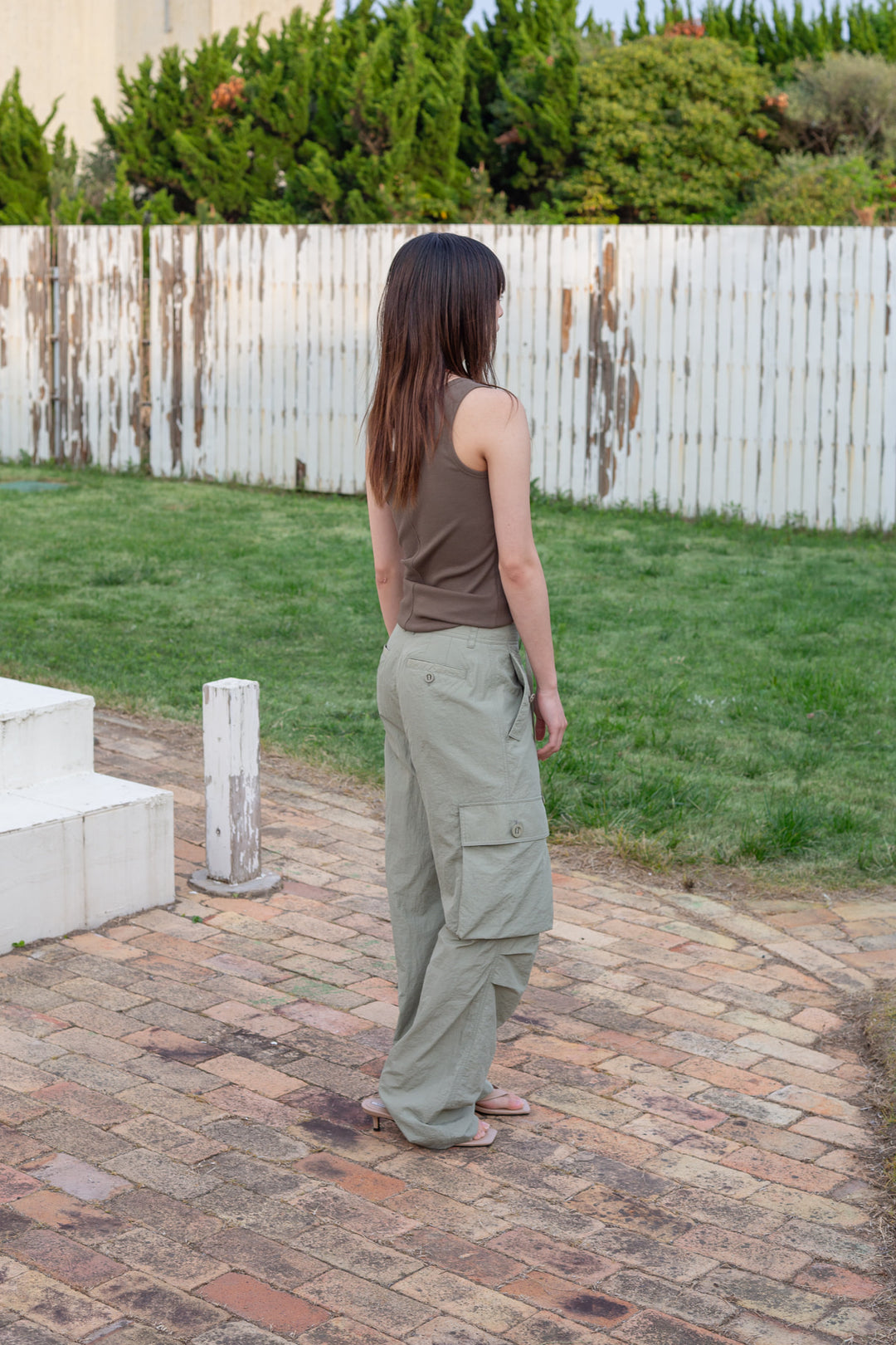 Matin Kim String Nylon Cargo Pants — Khaki