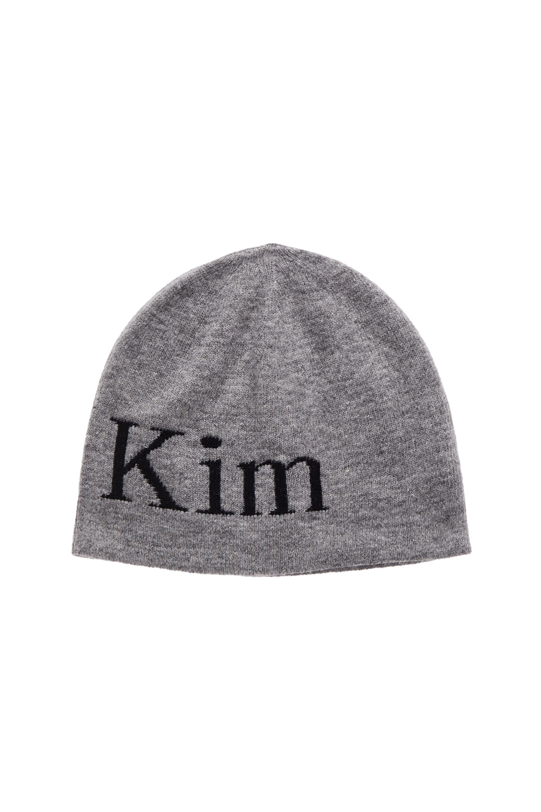 Matin Kim Logo Jacquard Short Beanie — Gray