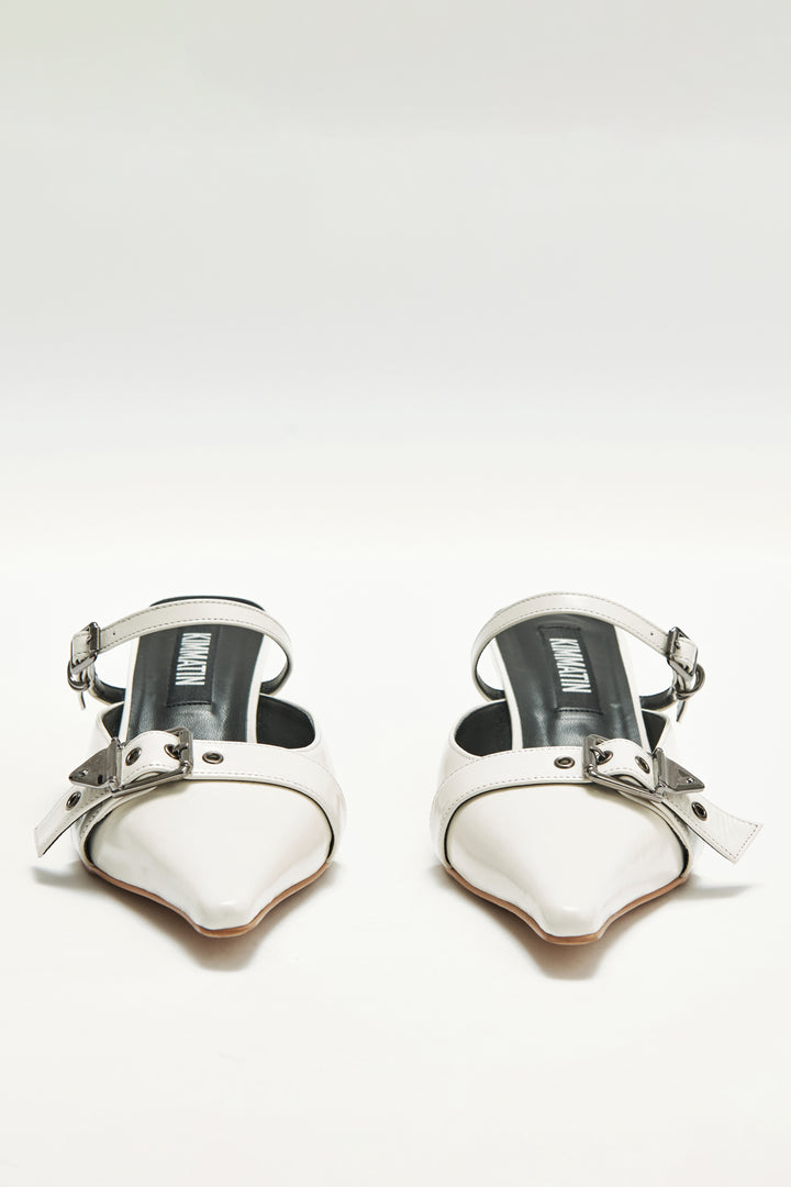 KIMMATIN Belted Stiletto Mule — Ivory
