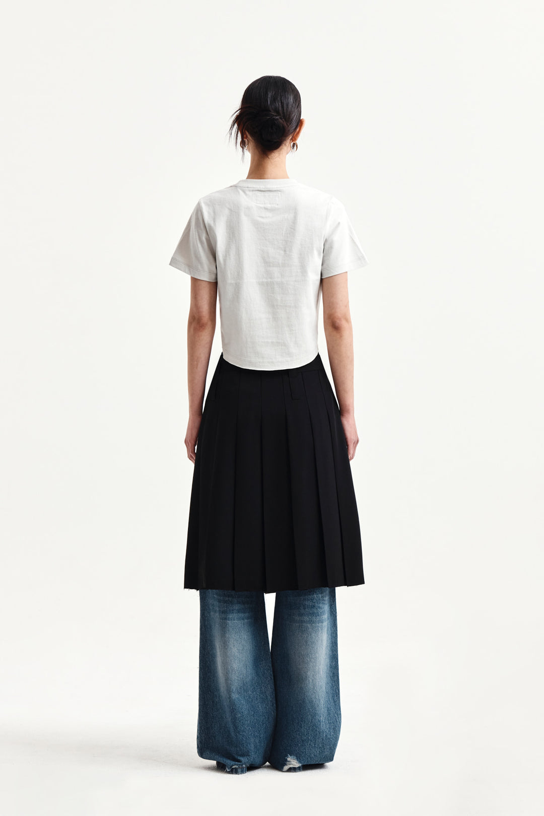 Matin Kim Graffiti Round Hem Crop Top — Cream