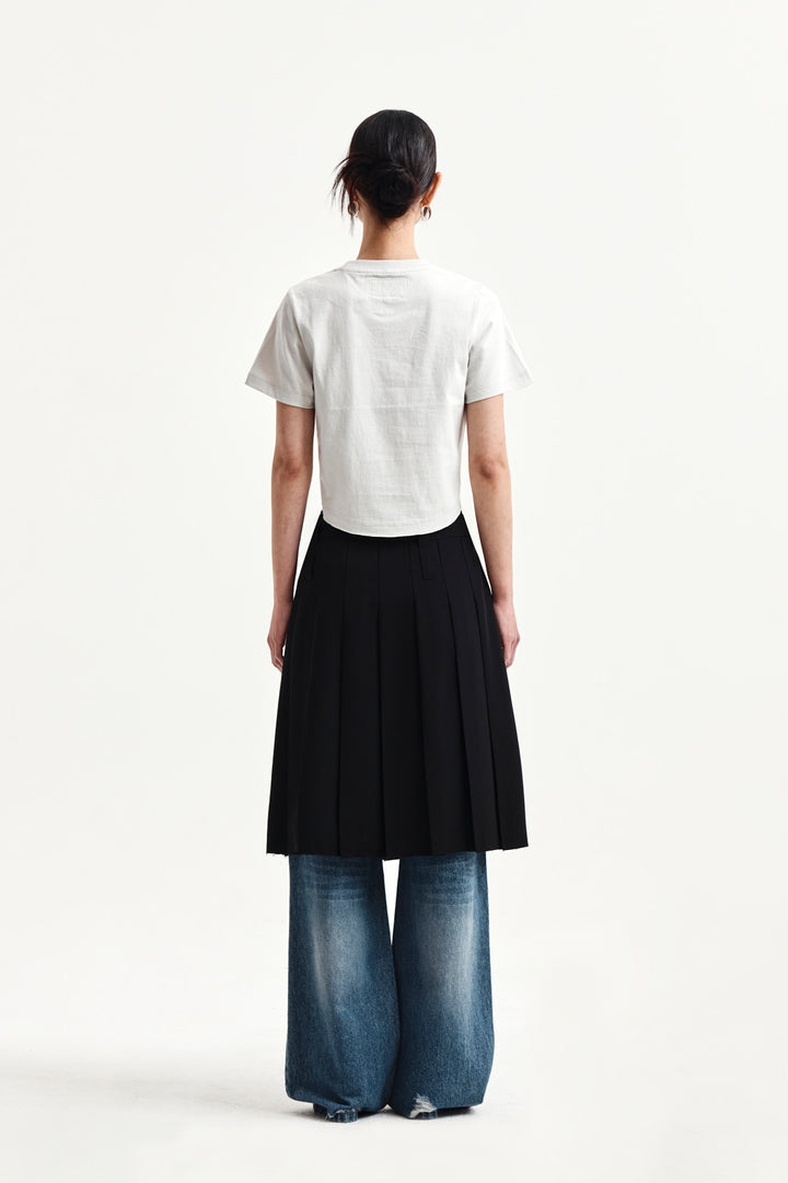 Matin Kim Graffiti Round Hem Crop Top — Cream