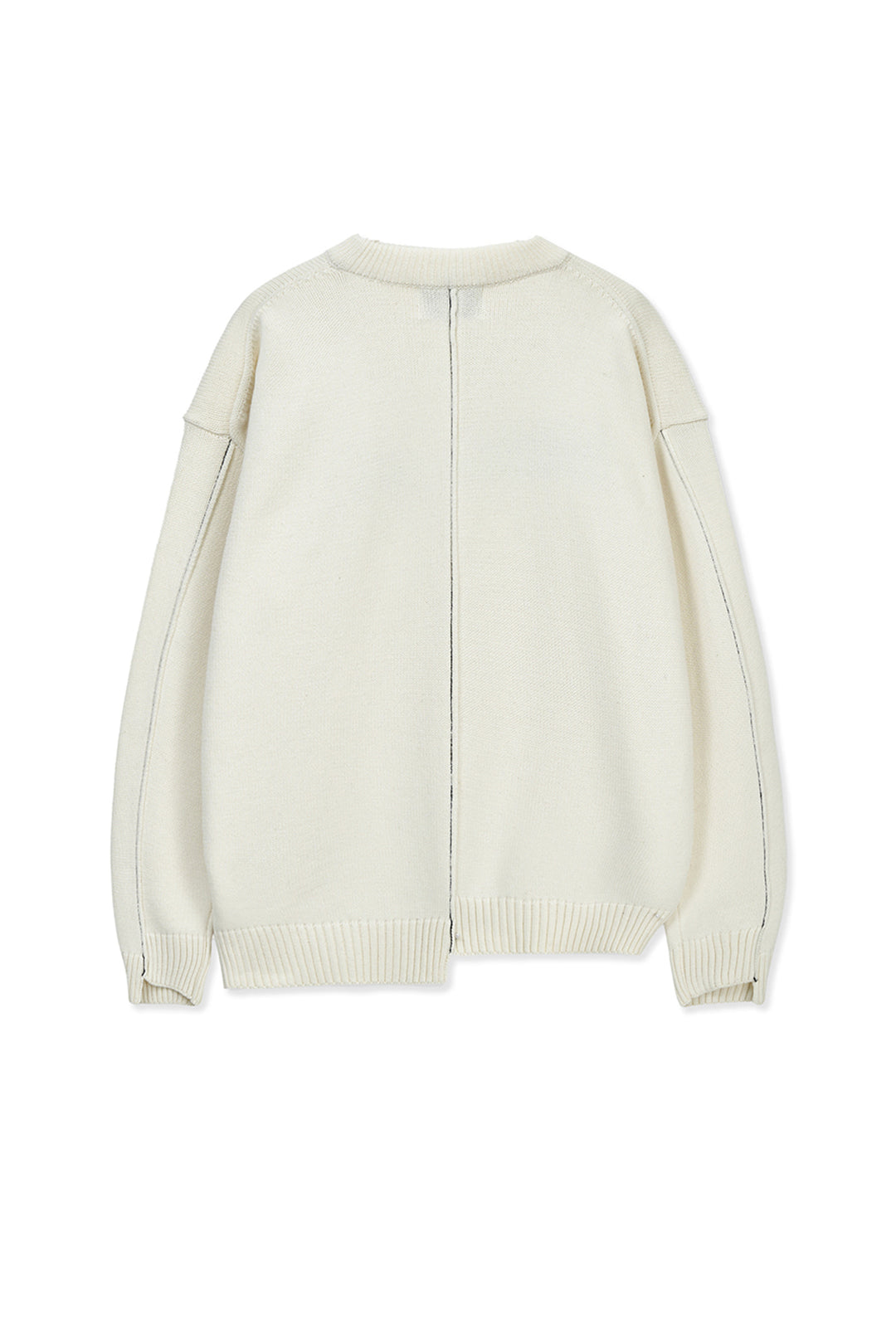Matin Kim Asymmetric Logo Knit Pullover — Ivory