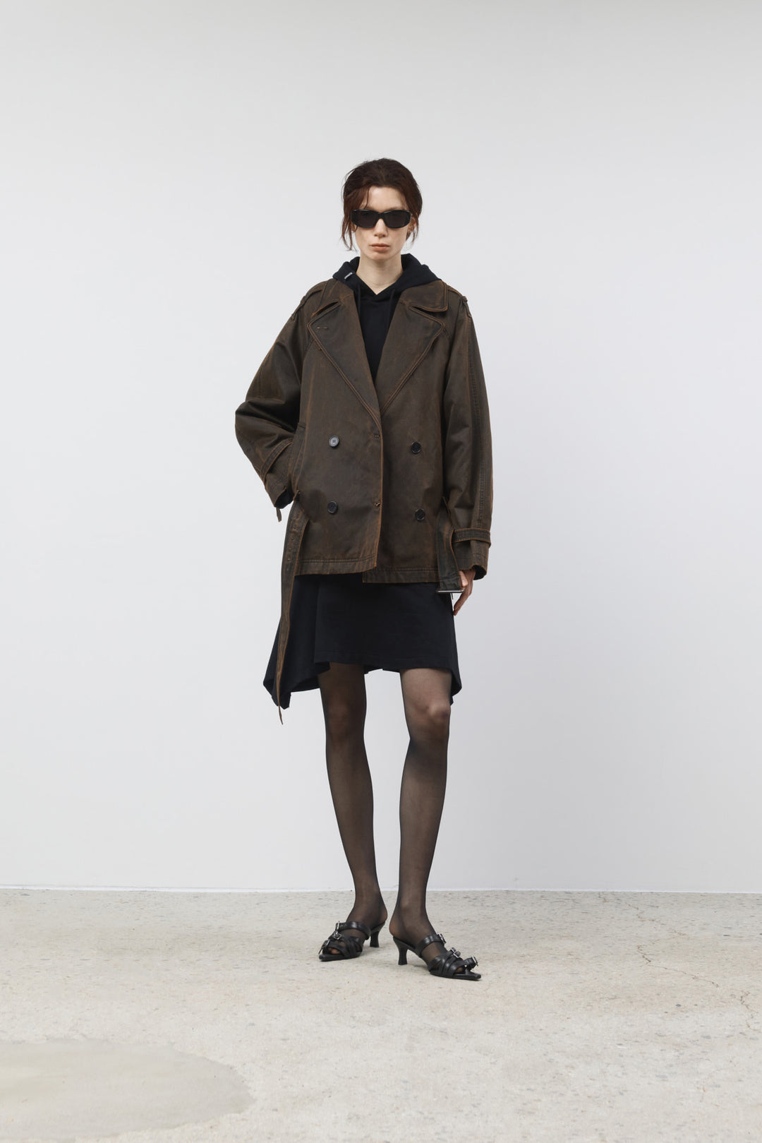 KIMMATIN Washed Trench Jacket — Brown