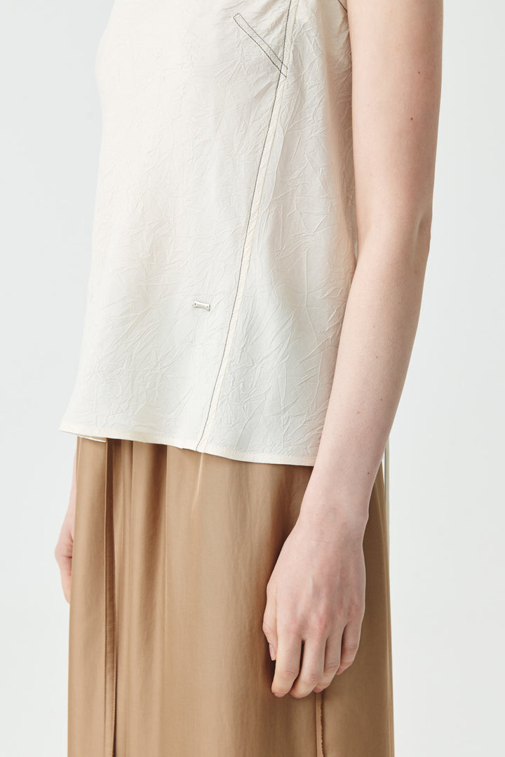KIMMATIN Square Neck Crinkle Sleeveless — Ivory