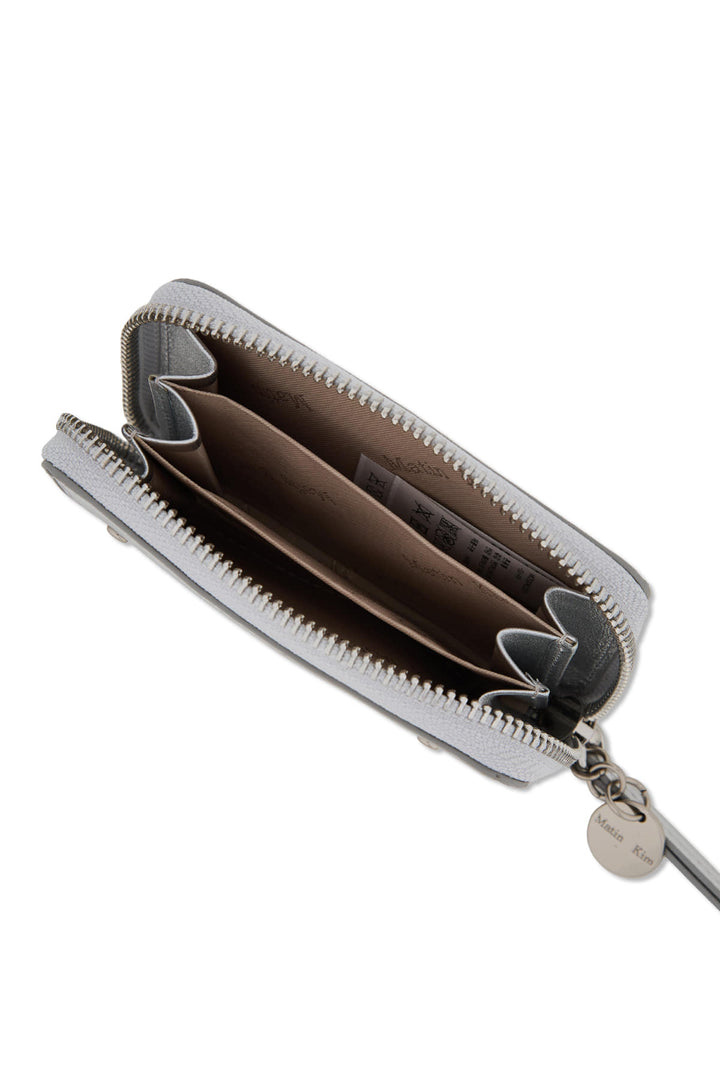 Matin Kim Steel Logo Rivet Compact Wallet — Silver