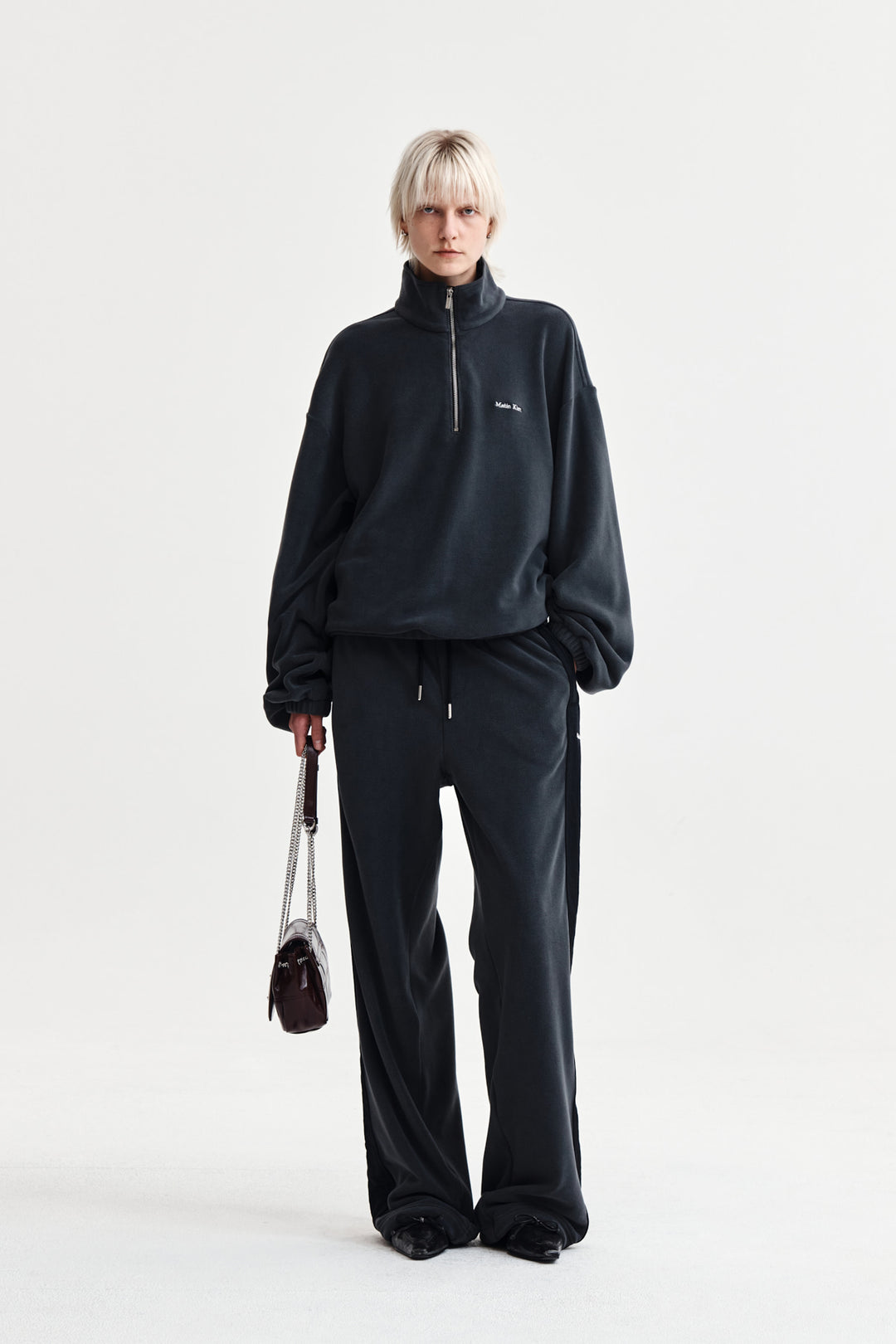 Matin Kim Sherpa Fleece Drawstring Pants — Charcoal