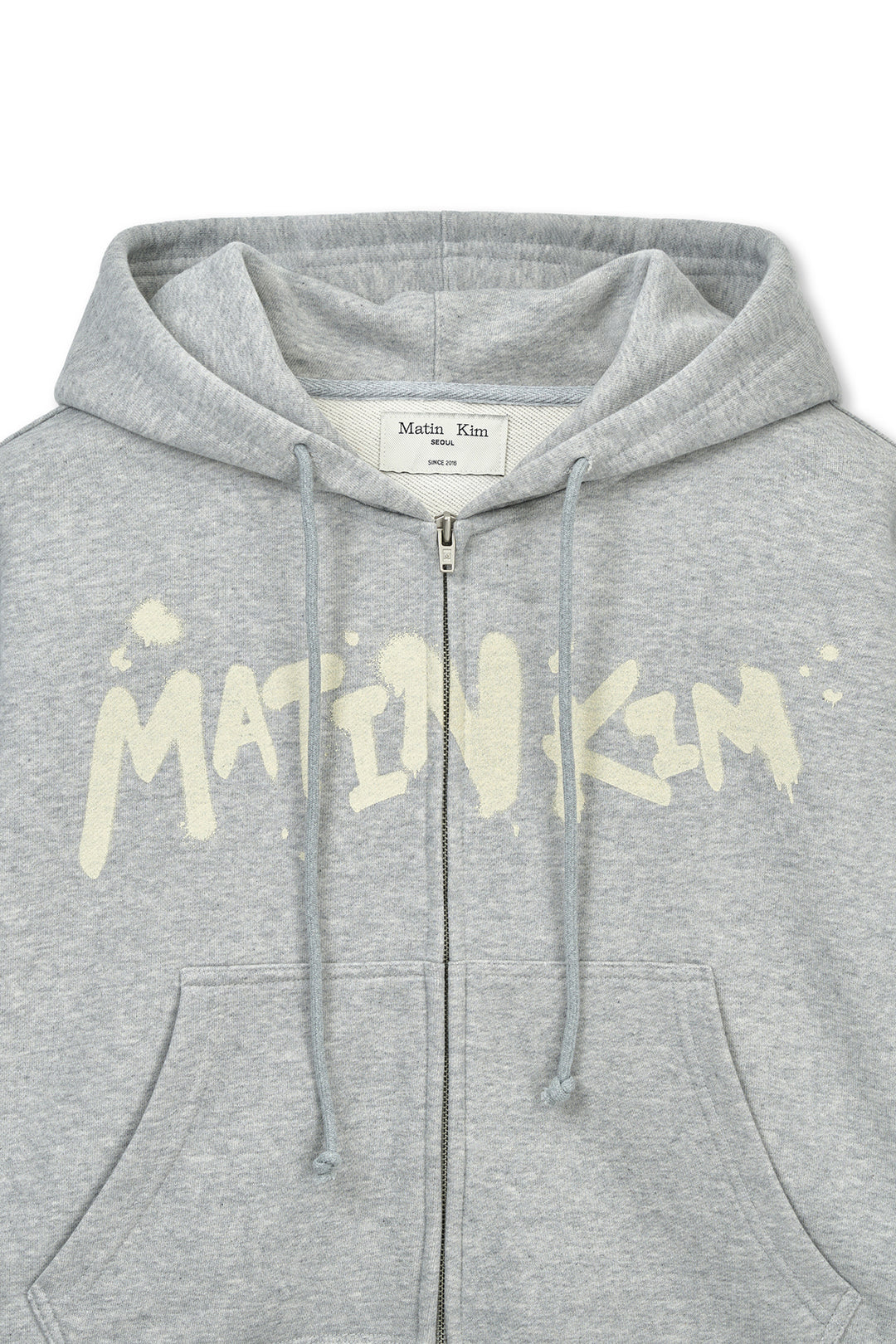 Matin Kim Graffiti Logo Crop Hoodie — Gray