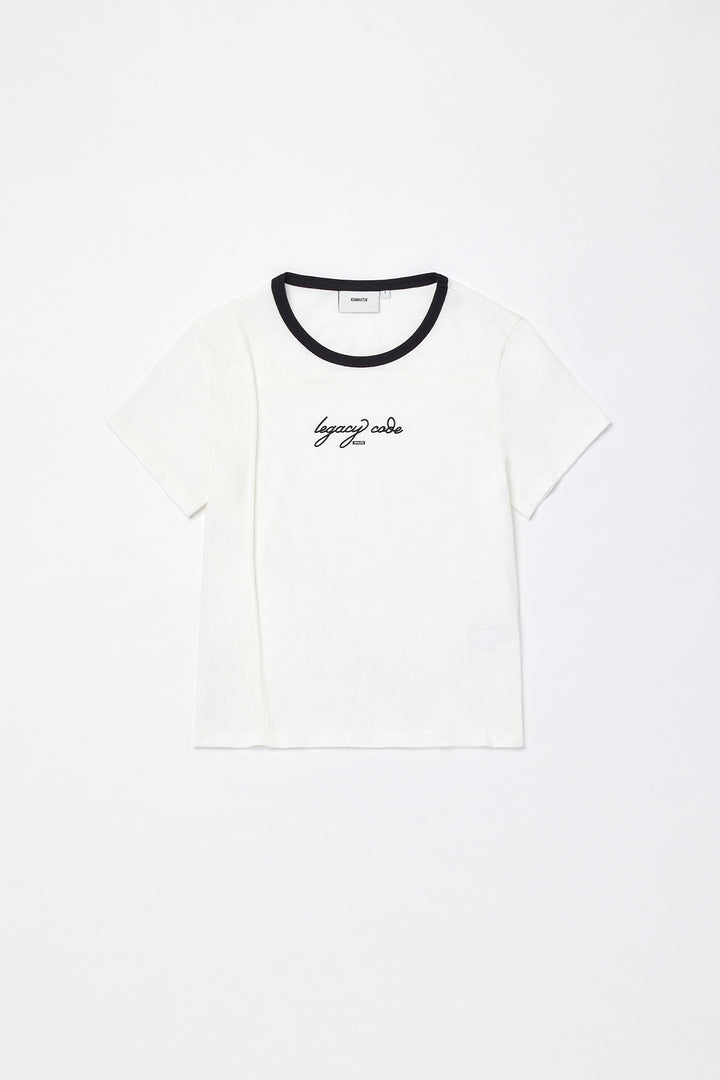 KIMMATIN Back Slit Slim Top — White