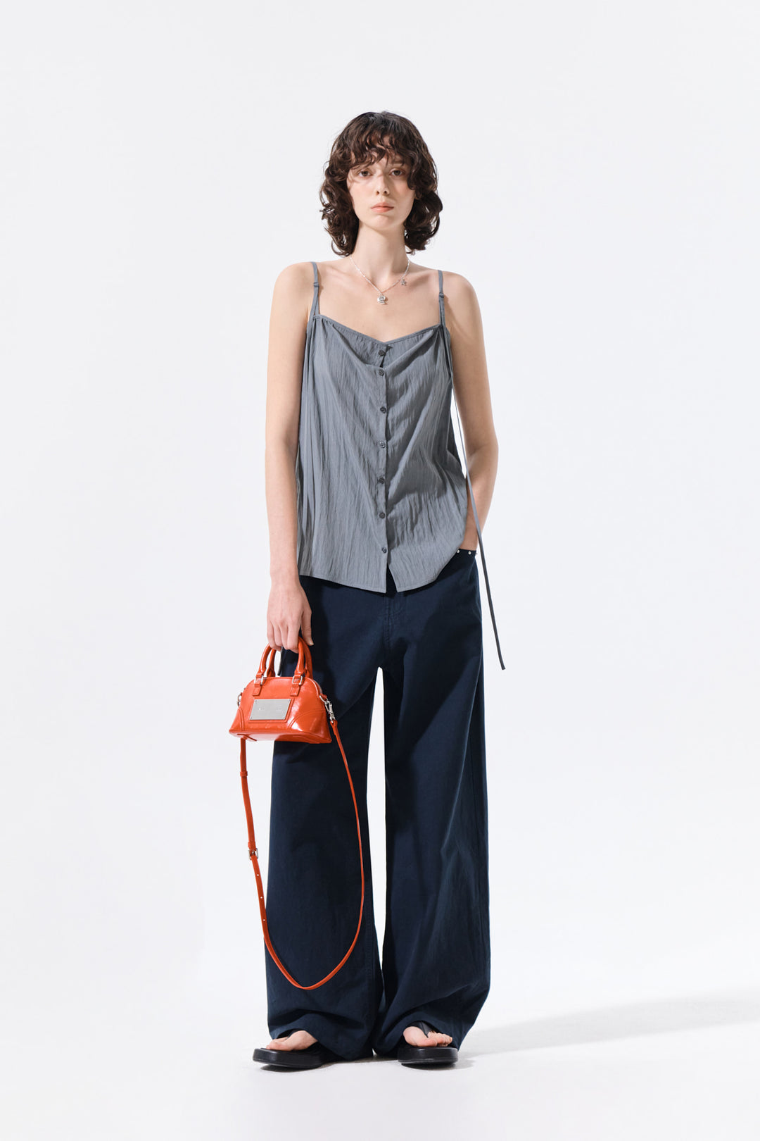 Matin Kim Button Sleeveless Blouse — Gray
