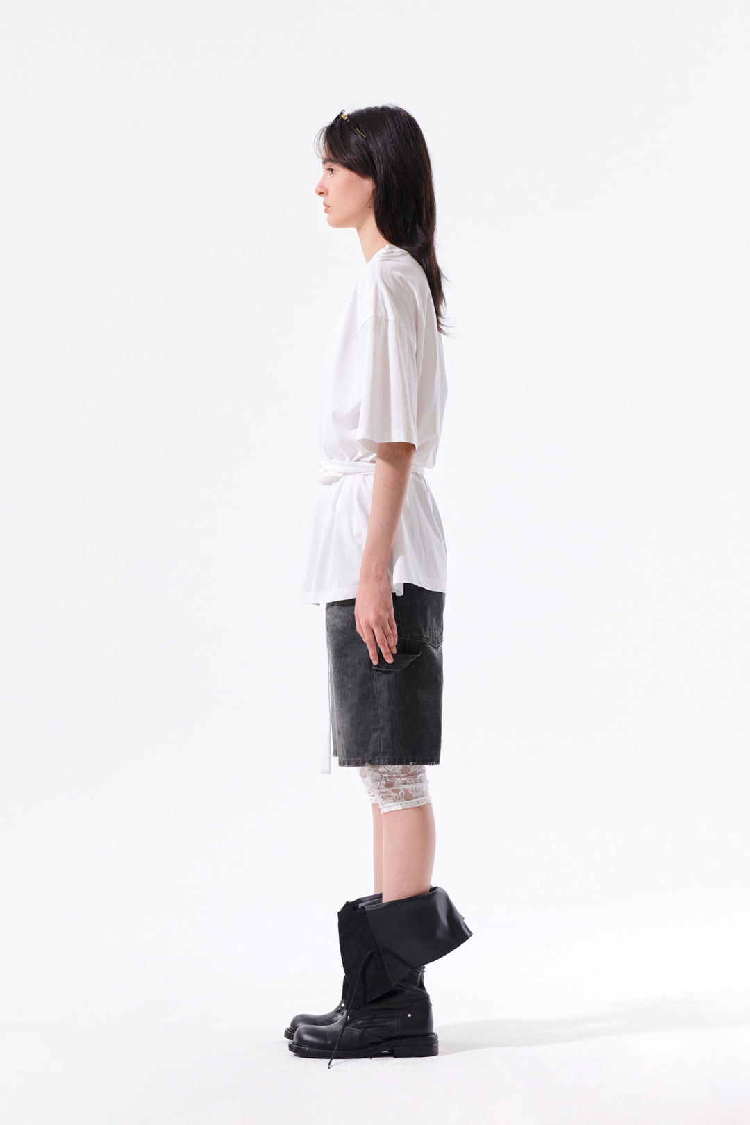 Matin Kim Tie Detail Draped Logo Top — White