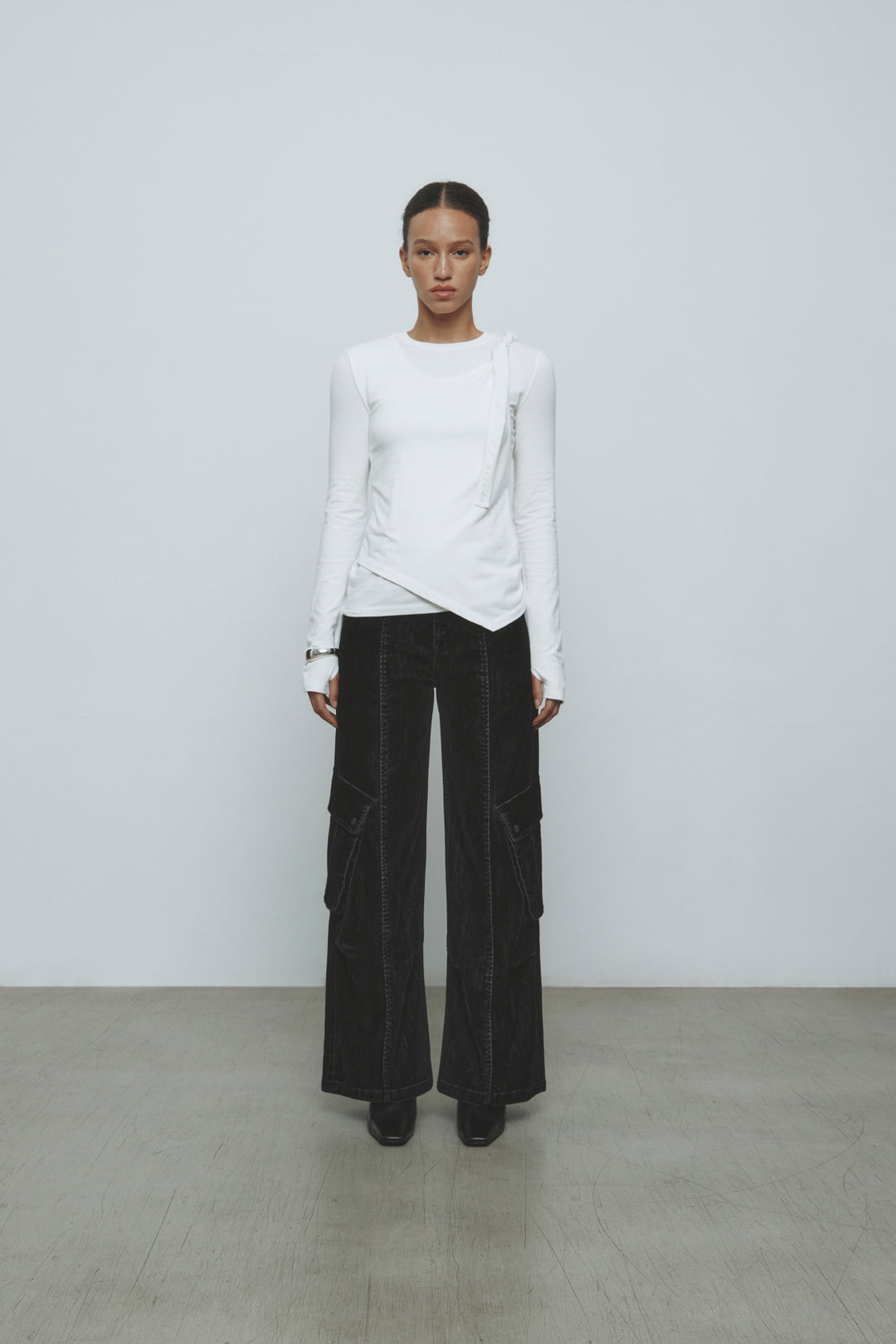 KIMMATIN Twist Strap Long Sleeve Top — Ivory