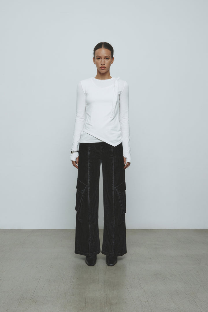 KIMMATIN Twist Strap Long Sleeve Top — Ivory