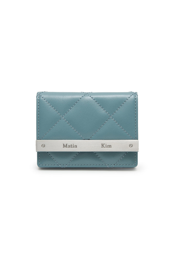 Matin Kim Puff Quilt Leather Wallet — Blue