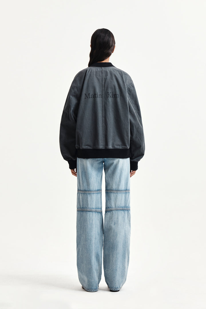 Matin Kim Vintage Washed Back Logo Jumper — Charcoal