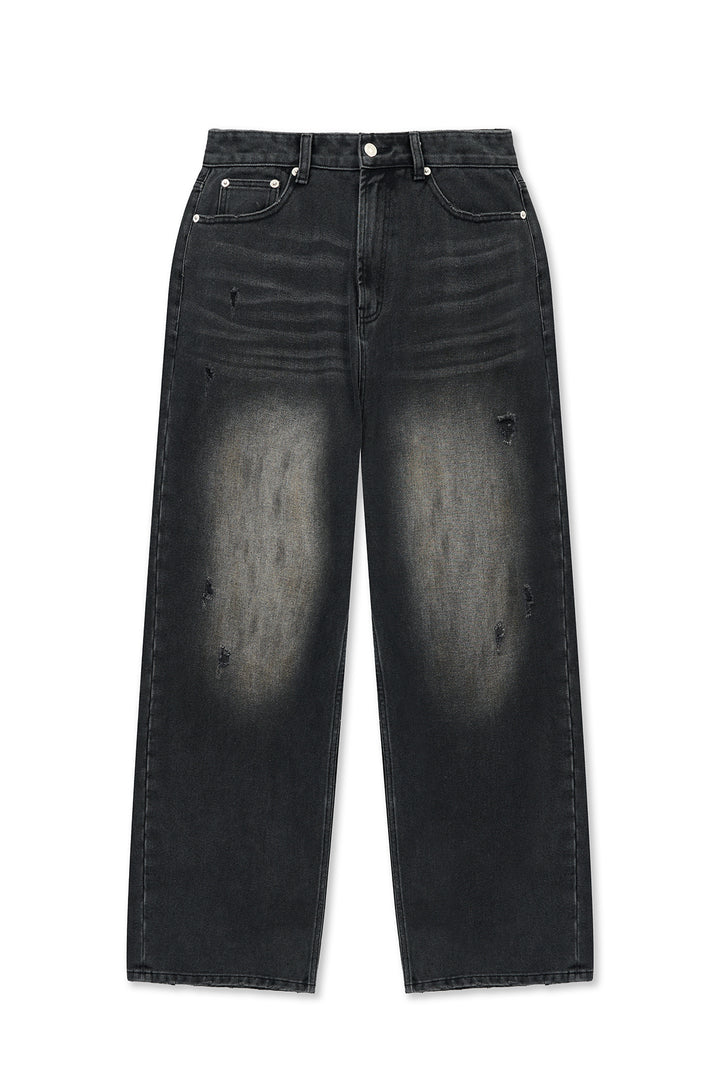 Matin Kim Vintage Dirty Washed Denim Pants — Black