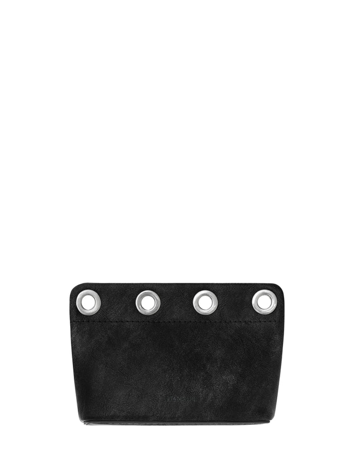 Stand Oil Loop Eyelet Pouch — Square Keychain Bag — Dark Gray