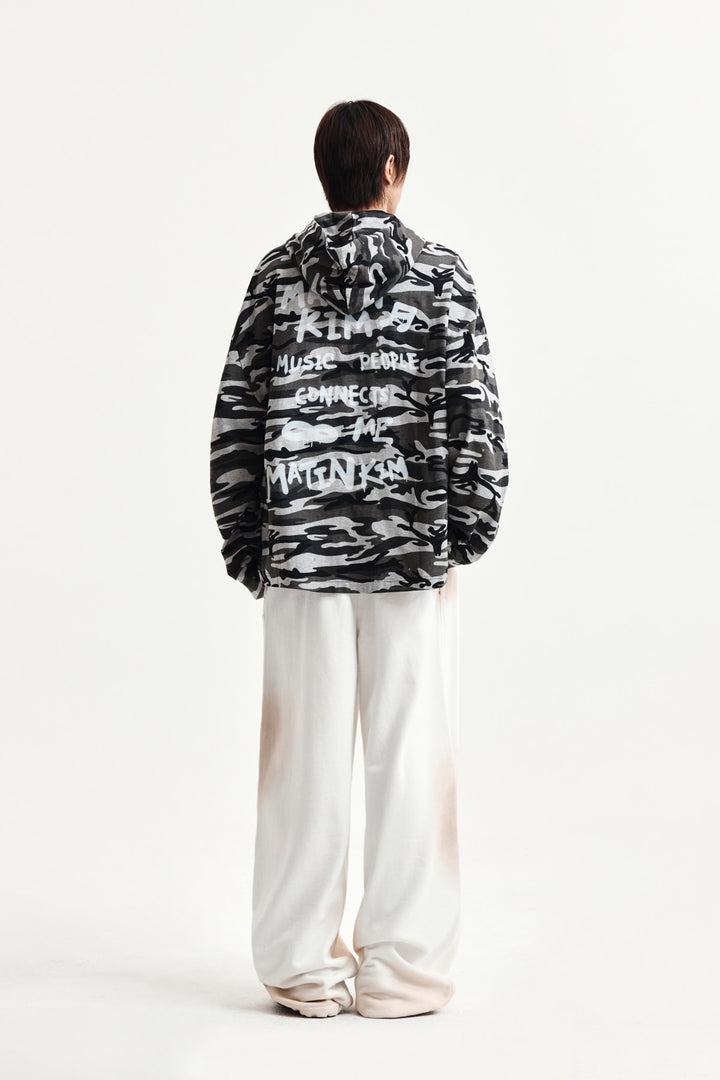 Matin Kim Typo Artwork Camouflage Hoody — Khaki