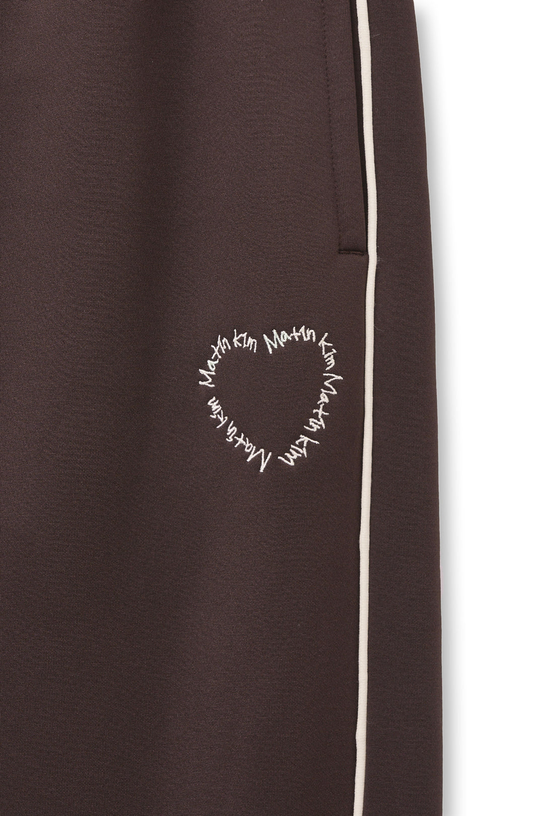 Matin Kim Heart Logo Track Pants — Brown