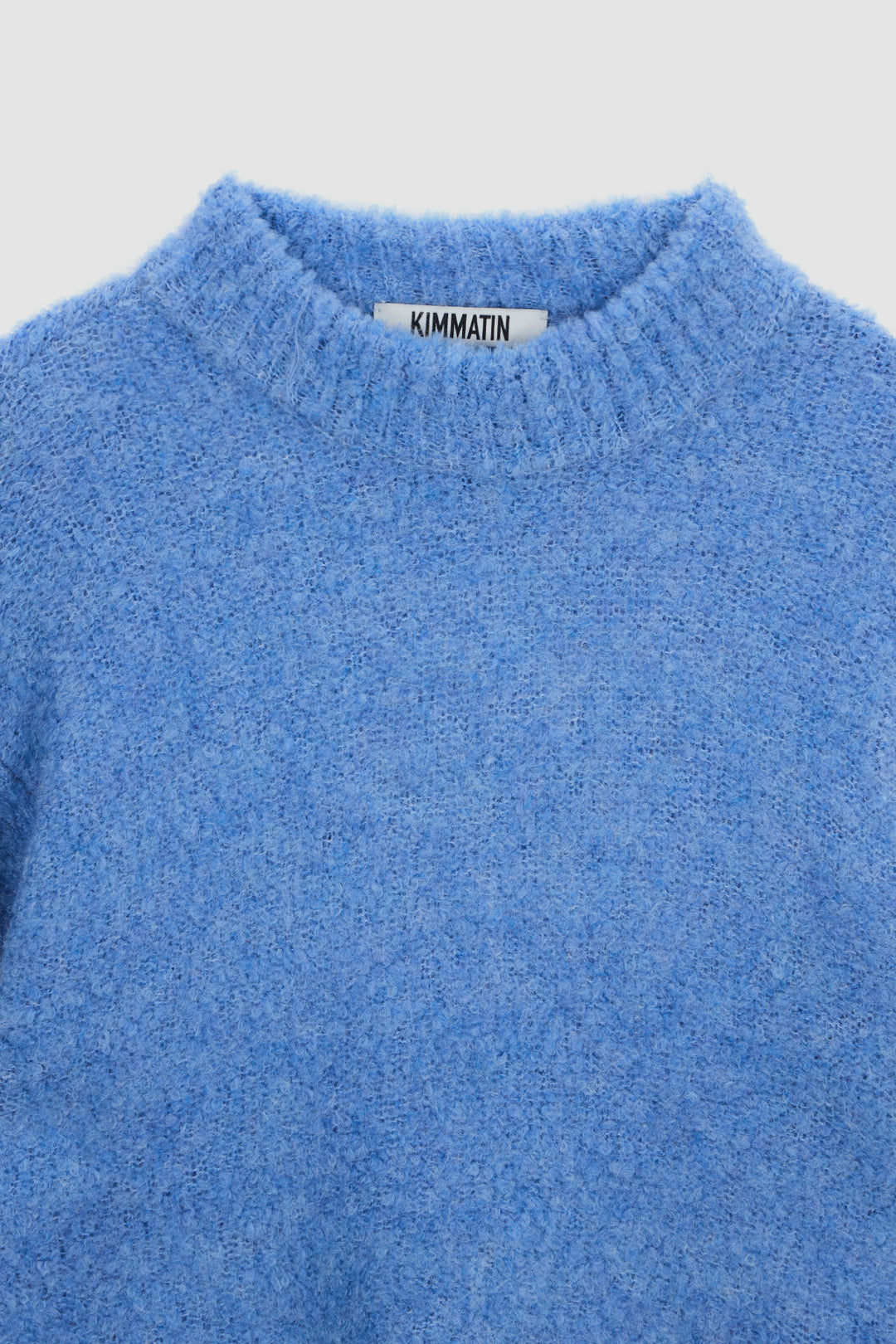 KIMMATIN Volume Neck Boucle Pullover — Blue