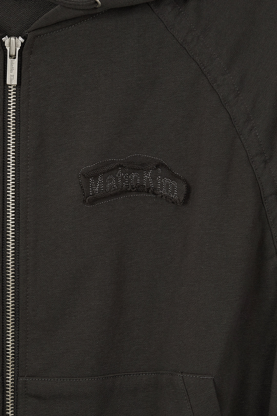 Matin Kim Sleeve String Detail Zip Hoody — Charcoal