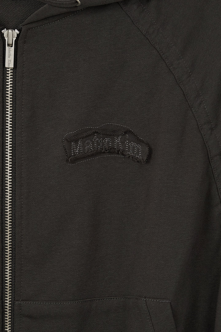 Matin Kim Sleeve String Detail Zip Hoody — Charcoal
