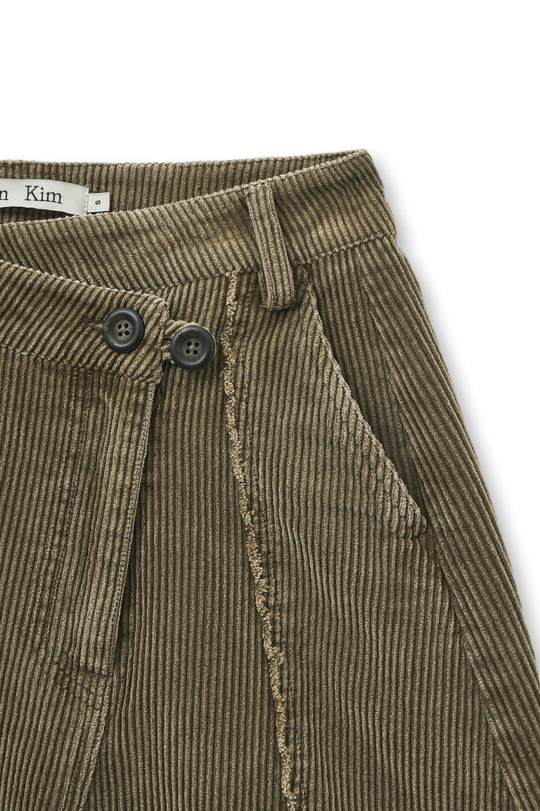 Matin Kim Washed Corduroy Wrap Skirt — Khaki